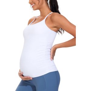 FOXA Débardeur de maternité pour femme, dos nageur, sans manches, pour yoga et entraînement, froncé, respirant, vêtement de grossesse - Product Image 1