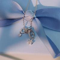 Fine Jewelry Collier pendentif étoile cercle géométrique irrégulier en argent sterling 925 3A Zircon