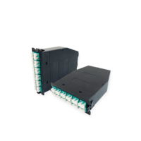 MTP MPO modul kaset MPO serat optik MTP MPO ke LC modul kaset serat MPO/MTP Lgx kotak dengan Panel Patch