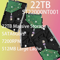Disque dur pour serveur de stockage HDD SATA ST22000NT001 22 To 3,5 pouces NAS 7200 tr/min 512 Mo de cache 6 Gbit/s Hélium Scellé CMR Réseau 24/7