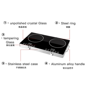 Placa <span class=keywords><strong>de</strong></span> Cocina Eléctrica Portátil <span class=keywords><strong>de</strong></span> Cerámica con 2 Quemadores, Cocina con Control Independiente, Placa <span class=keywords><strong>de</strong></span> Vidrio Negra <span class=keywords><strong>para</strong></span> Cocina Doméstica - Product Image 6