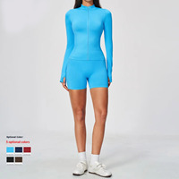 Nouvel ensemble de fitness 2 pièces 2026 : Veste à col montant et tenue de yoga trois-quarts élégante à séchage rapide pour femme, idéale pour les sports de plein air