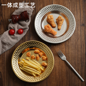 Xicheng 304 Stainless Steel Hammered Plate Diamond Pattern Snack Salad Dessert Tray 80-110mm - Product Image 2