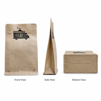 Sachets personnalisés en papier kraft avec fenêtre, fermeture éclair refermable, qualité alimentaire, pour l'emballage de grains de café, café moulu et thé