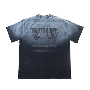 Camisetas transpirables para hombre TOPSHOW de alta calidad, personalizadas en 3D, 240 g/m², cuello acanalado de algodón, estampado degradado con relieve. - Product Image 2