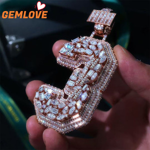 Fashion Jewelry Hip Hop Jewelry Laboratory cultivates Diamond Number 3 <b>Pendant</b> Fashion Accessories - Product Image 2