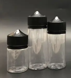 Plastic Squeeze V3 Transparent 30ml 60ml 100ml Clear Pet Essential Oil Dropper Bottle With Child Resistant Cap