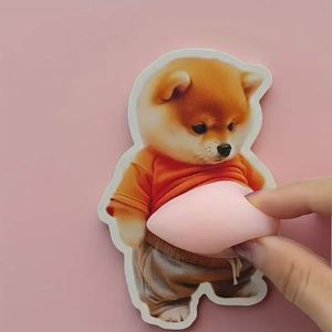2 pegatinas 3D de Shiba Inu, lindas, color naranja, para ropa, gorditas, de TPR, autoadhesivas - Product Image 1