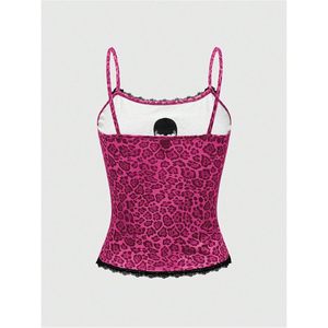 FOXA Women's Leopard <b>Cami</b> <b>Top</b> Skull Print Lace Trim Spaghetti Strap Grunge <b>Tops</b> Breathable 100% Polyester - Product Image 2