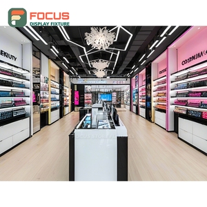 Modern Designer Store Brushed Stainless Steel Glass Display Case Installation Service Cosmetic Display Cabinet - Product Image 6
