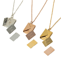 Collier transfrontalier simple en forme d'enveloppe, en acier inoxydable plaqué or, pendentif enveloppe lettre d'amour gravée, design créatif pour couple