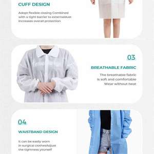 Échantillon gratuit blouse de laboratoire chimique résistante combinaison de sécurité à manches longues robe de laboratoire antistatique et antipoussière - Product Image 5