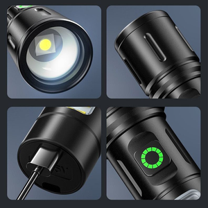 Linterna LED multifuncional con luz lateral, linterna táctica LED con brillo ajustable, linterna con función de banco de energía. - Product Image 3