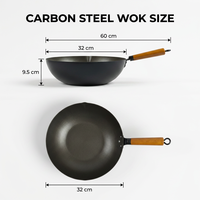 32cm 2,3mm Nitrierungsprozess Flachboden 4,5L Fassungsvermögen Gas- und Induktionsgeeigneter Antihaft-Titan-Wok für Chinesisches Wok-Garen