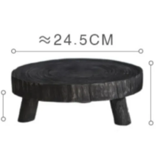 Paulownia Handmade wooden plate crafts with legs black color