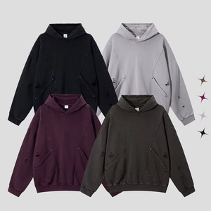 <span class=keywords><strong>Felpa</strong></span> <span class=keywords><strong>con</strong></span> <span class=keywords><strong>Cappuccio</strong></span> Unisex in Cotone Oversize <span class=keywords><strong>con</strong></span> Motivo a Cuore, Processo di Invecchiamento SNOW WASH, Tasche Diagonali, Personalizzabile OEM - Product Image 1