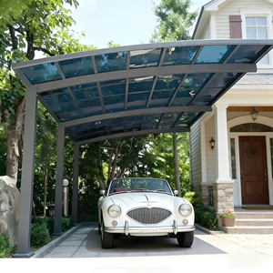 Abri de voiture moderne simple en aluminium <span class=keywords><strong>et</strong></span> polycarbonate, imperméable, à structure cantilever, pour une seule voiture, avec un design durable - Product Image 4