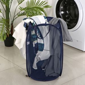 Collapsible PVC & Polyester Canasta De Ropa Cheap <b>Foldable</b> Mesh Laundry <b>Basket</b> for Bulk Storage in Bathroom - Product Image 3