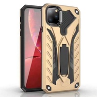 Leadingplus 2 en 1 TPU PC Couverture Arrière Mobile Téléphone avec Porte-Bague Béquille pour iPhone 11 12 X pour Samsung S11