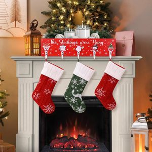 Wooden Box <b>Rack</b> With Stocking Hooks For Christmas Decorations Single Layer Classic Style Home Display Shelf - Product Image 2
