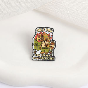 Pin de meme de incendio en contenedor de basura, <span class=keywords><strong>solo</strong></span> tú puedes detenerlo, broche con diseño de Ranger Mapache, accesorio para uso diario, regalo de humor de internet - Product Image 3