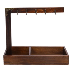 Caja de almacenamiento de madera para escritorio con ganchos para llaves, organizador para gafas, reloj y control remoto, tipo rectangular. - Product Image 5