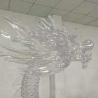 Sculpture de dragon chinois en résine transparente, décoration intérieure pour salon, statue de dragon en acrylique transparent, art oriental, décoration de la maison