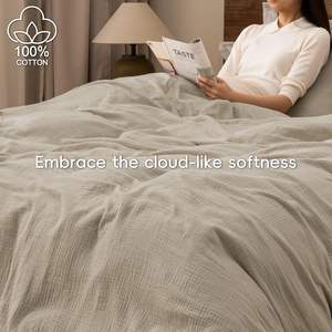 Funda de Edredón de Muselina de Estilo Clásico de 2 Capas 100% Algodón, Juego de Ropa de Cama de Muselina, Funda de Edredón de Muselina Cómoda - Product Image 2