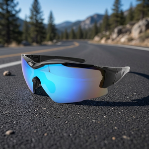 Adjustable One Piece Sports Sunglasses with Comfort <b>Nose</b> Pad UV400 Protection Blue Lens for Outdoor Activities - Product Image 3