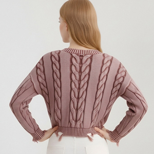 Pull en maille épaisse à manches longues, style sexy et club, pour femmes, en coton 100%, nouvelle production, teinture pigmentée tressée - Product Image 2