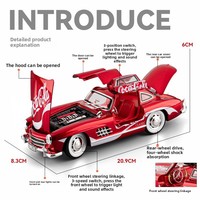 1:24 300SL Retro Coke Edition Model Alloy Pintu Dapat Dibuka Kap Mesin Lampu Suara Sistem Tarik Mundur Kemudi Terhubung