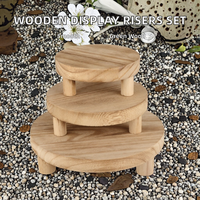 Lot de 3 Socles Ronds Autoportants en Bois Massif Poli, Écologiques, Style Ferme, pour Présentoir et Organisation Domestique