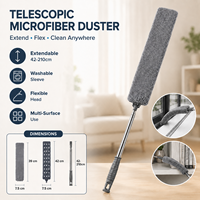 Nettoyeur de meubles pliable et réutilisable en microfibre de 2,5 m avec manche télescopique pour espaces étroits, emballage personnalisé