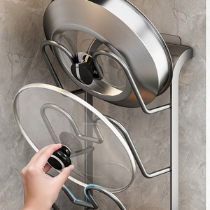 Wall Mounted Stainless Steel Multi Layer Kitchen Storage Rack For Pot Lids Cutting Board And Drain Basket - Product Image 2