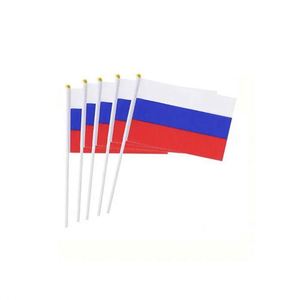 ธงรัสเซียขนาดเล็กคุณภาพสูงแบบขายส่ง ทำจากโพลีเอสเตอร์ ธงมือถือขนาดเล็ก ธงรัสเซียแบบมีด้ามจับ - Product Image 3