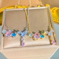 Kalung Lapis Emas 18K Baja Tahan Karat Model Terbaru 2026, Liontin Lingkaran Berhias Zirkon Besar, Perhiasan Mewah untuk Wanita