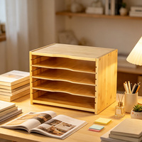 Estante de Almacenamiento de Bambú de Cuatro Niveles Personalizado, Estilo Cajonera, Adecuado para Archivos de Escritorio, Condimentos de Cocina y Clasificación de Cosméticos