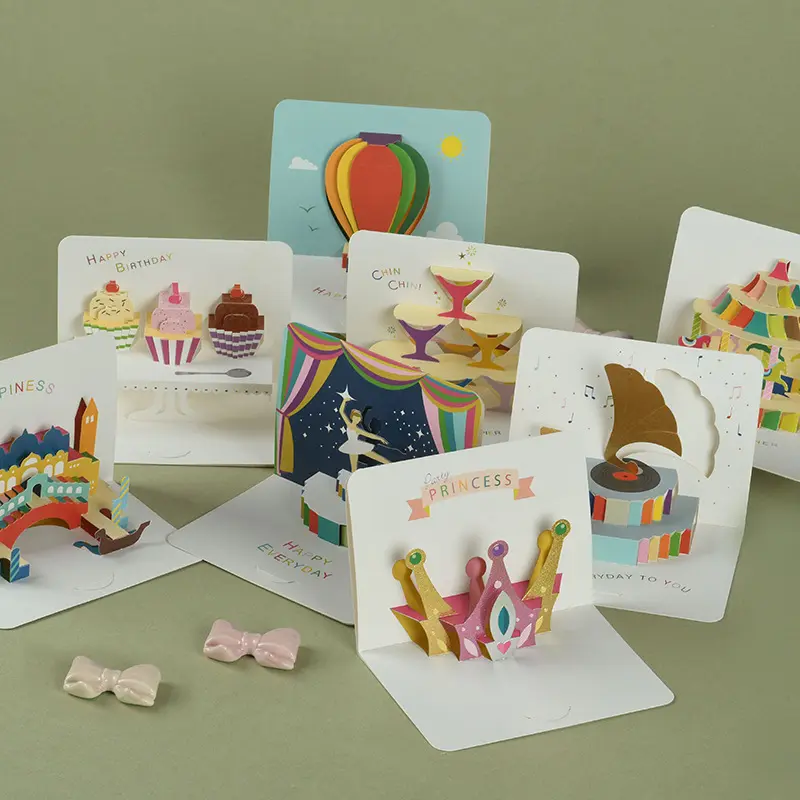 Birthday simple blessing three-dimensional folding card Teacher card Child birthday Thank you card