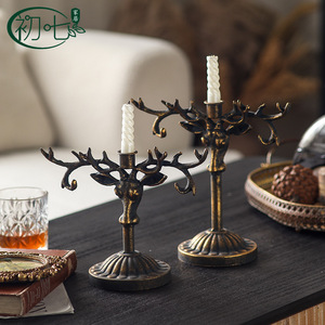 European <b>Style</b> Deer <b>Head</b> Candle Holder Antique Bronze Finish For Birthday Table Decorations - Product Image 5