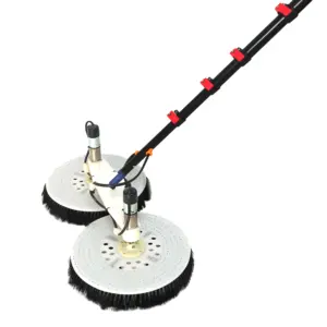Extentclean automatic electric rotating double head cleaning brush solar photovoltaic panel machine with telescopic pole