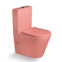 WC moderne en céramique rose mat, deux pièces, à poser au sol, prix abordable, pour salle de bain