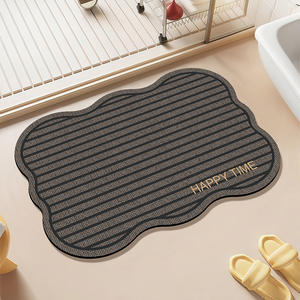 Tapis de bain en terre de diatomées rayé, forme personnalisée, absorbant, antidérapant, design minimaliste pour tapis de sol de salle de bain - Product Image 1