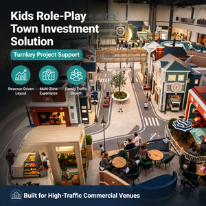 Casas de Juego de Dos Niveles con Tiendas de Calle en Miniatura <span class=keywords><strong>para</strong></span> Juego de Roles, Centro de Entretenimiento Familiar Interior (FEC), Centro Comercial de Vehículos, Proyecto Familiar, Diseño Personalizado - Product Image 1