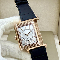 Montre Formelle Homme en Or Rose Plaqué Or 18K avec Cadran Bleu, Petite Seconde, Double Face, Mécanique à Remontage Manuel, Collection Luxe Affaires