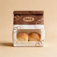 Sac en papier à fond pointu imprimé avec logo personnalisé pour le pain, les beignets, les biscuits, les macarons, les desserts, emballage à emporter, sac en papier résistant à la graisse