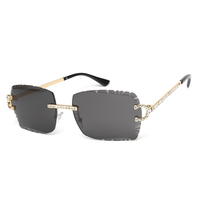 Lunettes de Soleil Kenbo Eyewear 2024 Nouvelle Arrivée Mode Sans Monture Carrées Vente en Gros Strass Diamant pour Femme