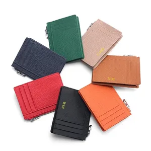 Hot selling leather gift card wallet thicker business credit card holder short leather zipper wallet