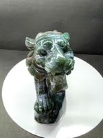 Statue de Tigre Sculptée en Agate Mousse, Artisanat en Cristal pour la Décoration Feng Shui et les Objets de Collection – Vente en Gros