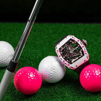 Montre mécanique de luxe de style RM 38-02, carrée, en caoutchouc rose, analogique, avec tourbillon, squelette, de plongée, sportive, alarme, charme, fibre de carbone