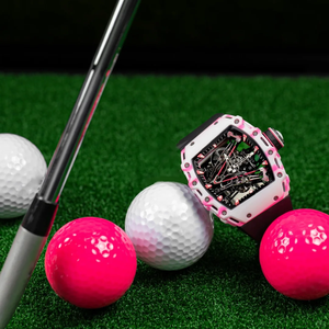 Luxury RM 38-02 Style Pink Golf Tourbillon Skeleton Dial Sports <b>Mechanical</b> <b>Watch</b>,Grade 5 Titanium Case, Ultra Light Shockproof - Product Image 4